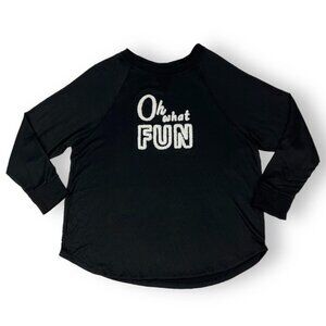 NWT Secret Treasures Women’s XL Hacci Knit Sleep Top Oh What Fun Fuzzy Spellout